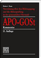 In Vorbereitung APO-GOSt  Verordnung über den Bildungsgang und die Abiturprüfung in der gymnasialen Oberstufe Kommentar 15. Auflage 2027Die APO-GOSt wurde am 16.7.2026 und die VVzAPO-GOSt am 17.7.2026 neugefasst und auch neu strukturiert. Der Kommentar erläutert die APO-GOSt-Reform, die ab dem Schuljahr 2026/2027 für die neue Einführungsphase (und für das Abitur 2030) gilt, und steht somit rechtzeitig für die Vorarbeiten für diesen Jahrgang zur Verfügung